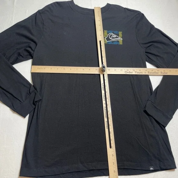 Quiksilver Mens Long Sleeve T Shirt Black Graphic Logo Cotton Surf Skate Size L - Picture 6 of 6